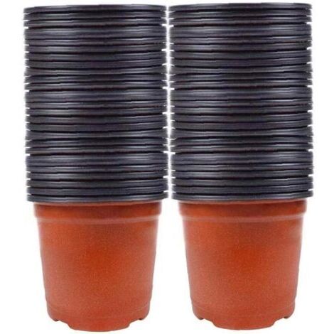 Lot de 100 pots de semis en plastique 8x10cm – Drainage optimal – Pour boutures, semis et germination – Lavables et réutilisables - 100pcs (1/5)