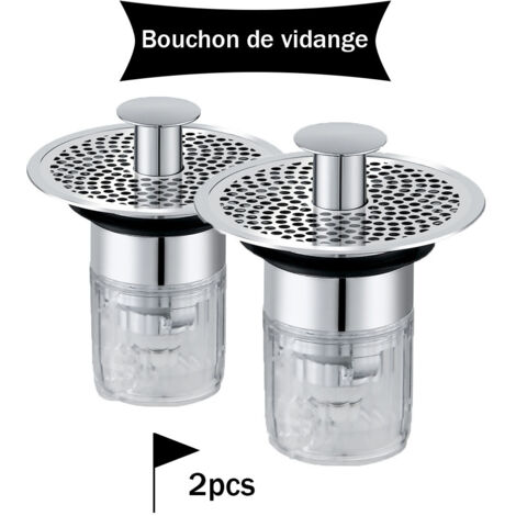 Lot de 2 bouchons d'évier de salle de bain 34-37 mm, bouchons d'évier universels à fermeture automatique avec filtre anti-obstruction et anti-odeurs (1/5)
