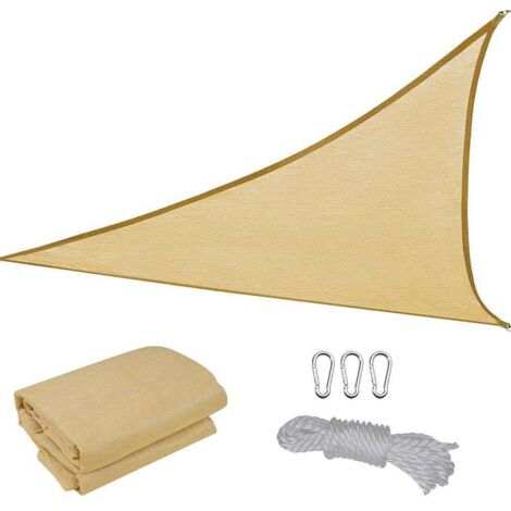 Voile d'ombrage triangulaire 2 x 2 x 2 m , HDPE parasol tissu auvent anti-UV, adapté au balcon de terrasse de jardin (beige) (1/5)