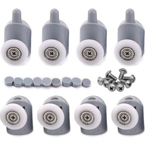 8 pièces Roulettes pour Porte de Douche Galet Porte Coulissante de 23 mm pour Porte Douche Salle de Bain 4 Roulettes Supérieures et 4 Roulettes Inférieures (1/5)