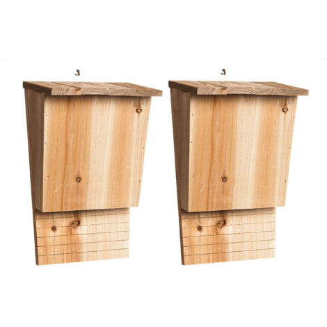 Lot de 2 abris pour chauves-souris en bois – Nichoirs pour chauves-souris d'extérieur, grands nichoirs extérieurs pour chauves-souris, abris en bois résistants aux intempéries pour jardins et parcs (1/5)