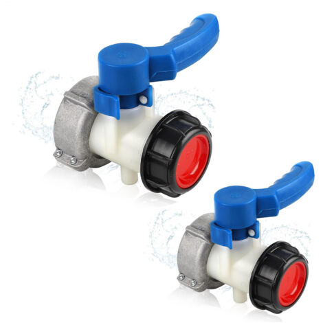 Lot de 2 accessoires pour vannes de 1 000 L, connecteur de réservoir IBC DN50 (62-75 mm), vanne de vidange, connecteur de réservoir IBC, connecteur de réservoir IBC, vanne papillon (1/5)