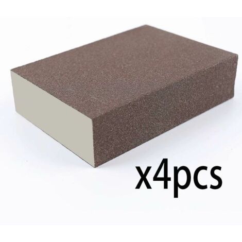 Bloc éponge / ponçage, adapté aux surfaces humides et sèches, éponge émeri ultra-fine (grade 320 à 400) émeri-4 pièces (1/5)