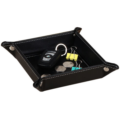Boîtes de rangement Plateau en cuir pour clés Organisateur, pièces de monnaie, clés, portefeuille et accessoires Plateau de rangement (1/5)