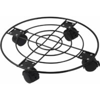 DEESSE SHOP - Plant Caddy - 33cm Round Metal Plant Caddy, Plant Pot Trolley with Frein Wheel, Heavy Duty Plant Pot Wheels for Indoor Outdoor Home Garden (1 Pack)