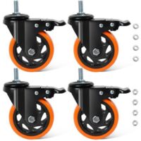 Roulettes robustes de 100 mm, roulettes de meubles M12 mm × 30 mm avec roulettes à frein, roulettes pivotantes robustes de 550 kg pour roulettes de transport de meubles, établi, chariot à outils, pale