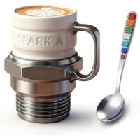 Tasse à café personnalisée avec cuillère - 200 ml - Pour homme et femme - Motif bougie d'allumage moteu