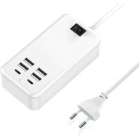 Chargeur USB C, chargeur USB 6 ports, 2 ports USB-C + 4 ports USB-A, chargeur multi-USB.