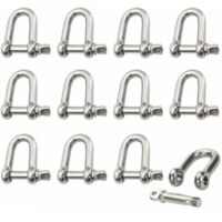 Manille Inox 12 Pièces M4 Manille Inox Acier Manille de Levage Manille D'anneau de D de Chaîne Manille Goupille Vis Boucle Manille Droite Joint Fermoir pour Chaîne