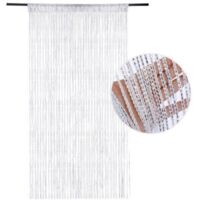Rideau de séparation élégant à pompons, rideau de séparation pour porte et fenêtre, blanc (91x200cm)