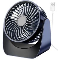 Mini ventilateur, ventilateur USB silencieux, ventilateur de table à 360°, ventilateur de table USB à 3 vitesses, ventilateur de table pour chambre à coucher, camping-car,bleu