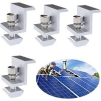 Support de Fixation Panneau Solaire Kit,4pcs Support de Montage de Panneau Solaire en Alliage d'Aluminium Toit Supports,Supports de Pince de Bord de Panneau Solaire (30mm)