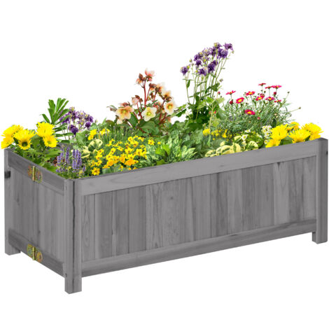 Jardinière en Bois Pliable Jardinière Élégante pour Cultiver Légumes Fleurs dans Cour Balcon Terrasse 70x30x25 cm Gris (1/5)