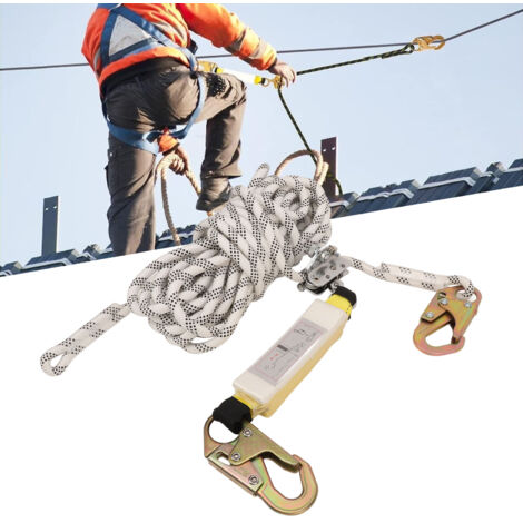 Corde de ligne de vie verticale, outil d'équipement de sécurité de toiture en polyester, corde pour randonnée et escalade d'arbre, 50 pieds