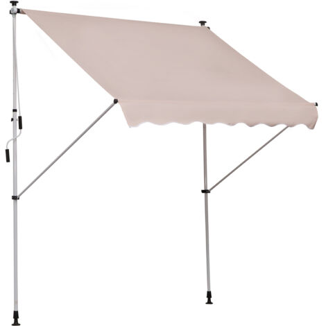 Auvent manuel rétractable 200x150x170-280 cm pour balcon et terrasse avec hauteur réglable par manivelle, beige (1/5)
