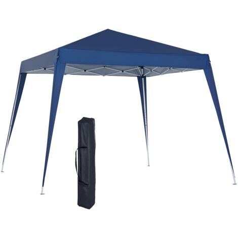 Outsunny Tente pliable 3x3 m, Pop-up, Pavillon de jardin, Hauteur réglable avec sac de transport, Anti-UV, Imperméable, Kiosque pour camping, fêtes, extérieur, bleu (1/5)