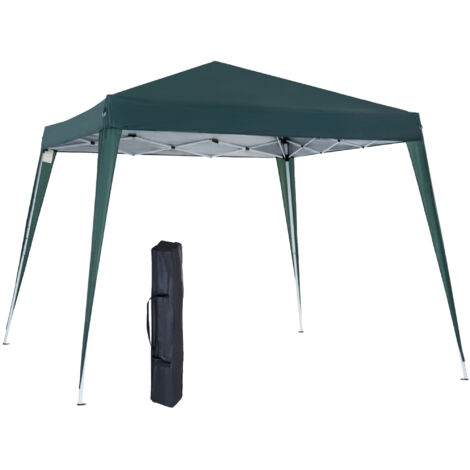 Tonnelle barnum de jardin pop-up pliant 2,4 x 2,4 m acier polyester anti UV avec sac de transport vert foncé (1/5)