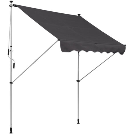 Outsunny Store banne manuel rétractable 2L x 1,5l x 1,7-2,8H m inclinaison réglable installation rapide store banne sans perçage pour balcon métal aluminium polyester gris (1/5)