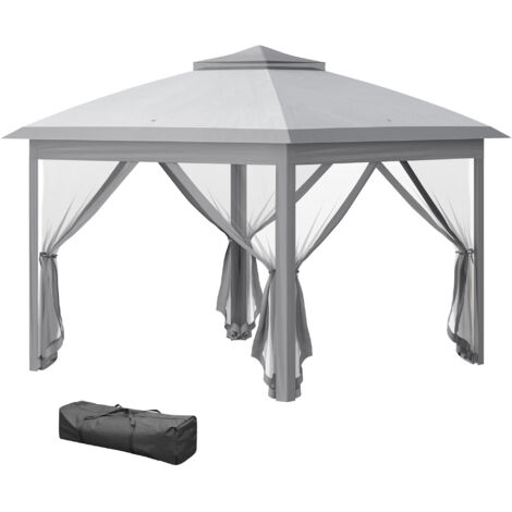 Tonnelle 3 x 3 m barnum de jardin Pop-up tente pliant double toit 4 moustiquaires zippées amovibles + sac de transport (1/5)