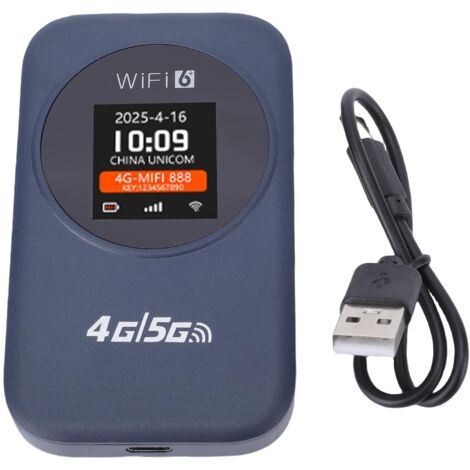 Routeur sans fil portable 4G WiFi 300Mbps 2.4G avec affichage du temps et emplacement pour carte SIM, destiné aux voyages (1/5)