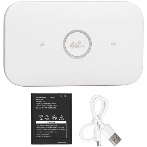 4G LTE Mobile Hotspot 300Mbps Portable WiFi Device Wireless Pocket Router Support 10 utilisateurs avec emplacement pour carte SIM pour Voyage Blanc (1/5)