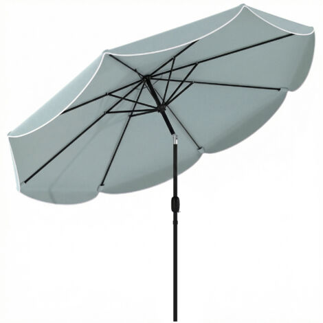 Parasol de Jardin Extérieur Rond Inclinable à 3 Positions avec 8 Baleines et Volant, Φ265 x 235 cm, Bleu (1/5)