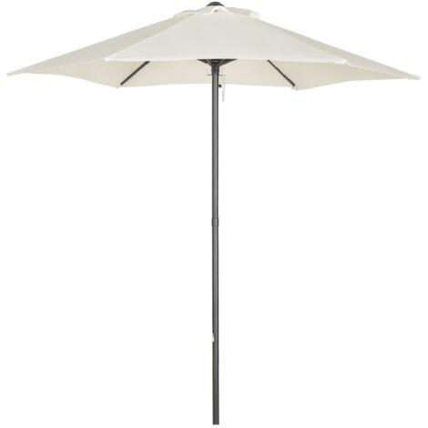 Parasol de jardin rond 2x2m avec poteau central en aluminium, beige (1/5)