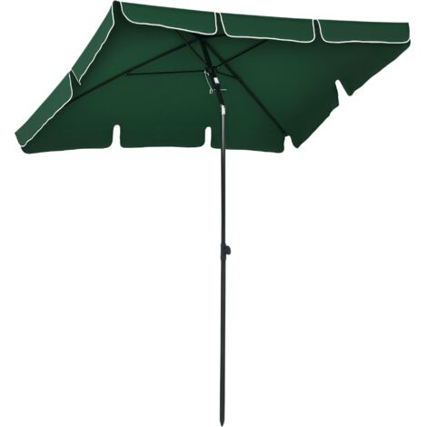 Parasol de jardin rectangulaire 2x1,3m avec inclinaison réglable et poteau en aluminium, vert et noir (1/5)