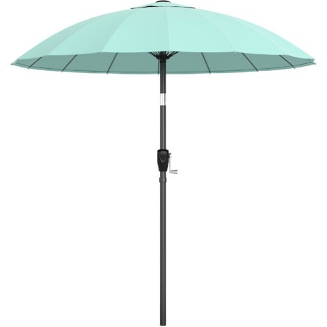 Parasol de jardin extérieur rond 2 m parasol inclinable avec ouverture fermeture manivelle 16 baleines, turquoise (1/5)