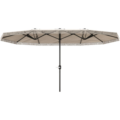 Parapluie double 4,5x2,7 m, parapluie de terrasse extérieure avec manivelle manuelle, résistant à l'eau et protection UV30+, crème (1/5)