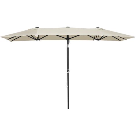 Grand parasol, réglable en hauteur, inclinable, 150x295x170-214 cm, crème (1/5)
