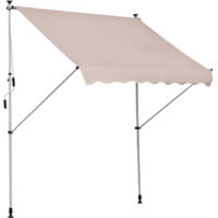 Outsunny Store banne manuel rétractable 2L x 1,5l x 1,7-2,8H m inclinaison réglable installation rapide store banne sans perçage pour balcon métal aluminium polyester beige