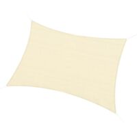 Toldo Vela Rectangular 4x3 m Vela de Sombra para Jardín Patio Terraza HDPE Anti UV y Transpirable Color Crema