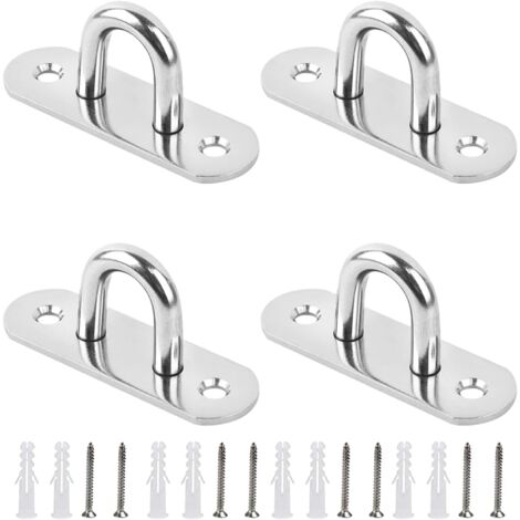 Ensemble de 4 Pontet Inox - Solides Crochet Inox Fixation Voile D'ombrage Crochets de Fixation Adaptés aux Auvents, Meubles et Décorations (1/5)