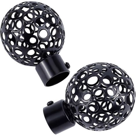 Embouts de Tringle à Rideau Ronds Extrémité de Poteau de Draperie Cage à Billes Noire Embouts Décoratifs de Rechange pour Rideau de Bureau à Domicile Accessoires(5.6x8.1 cm) (1/5)