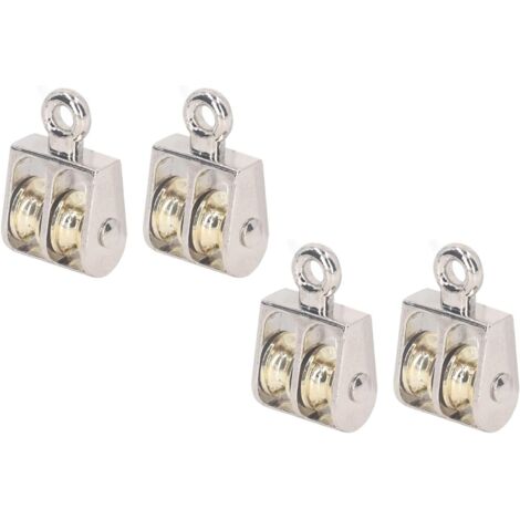 Bloc de Poulie Double de de 100 Kg, Rouleau de Poulie en Alliage de Zinc Résistant, Ensemble de 4 Pièces, adapté au Levage à L'intérieur et à L'extérieur, Conception Duplex et (1/5)