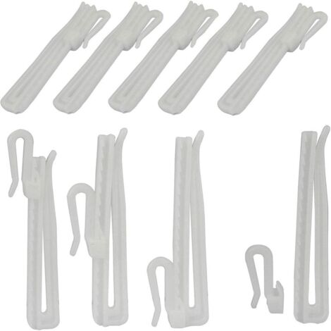 30 pièces de crochets de rideau en plastique ajustables pour rideaux à plis creux, crochets de verrouillage à ruban adhésif, crochets pour rideaux de porte et de douche( 85 Mm. 30 Pièces) (1/5)