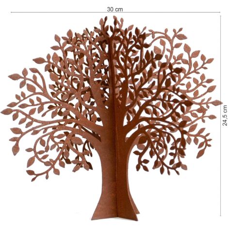 Arbre décoratif, en métal, pour jardin, table, aspect rouille élégant, avec 2 éléments enfichables, (petit)
