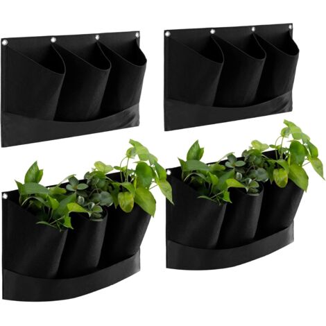 4X Jardinière suspendues – Set Pots de Fleurs en Feutre Waterproof 12 Poches – pour intérieur Balcon Patio terrasse Porche