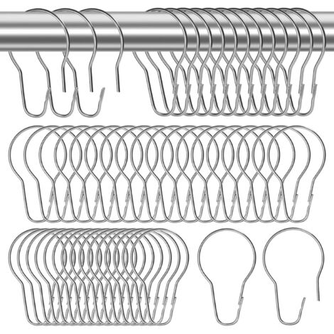 50 Pièces Anneau Rideau Douche en Acier Inoxydable, Anneaux Rideaux Argent 70 x 40mm - Adapté pour Tige de Rideau de Douche, Tige à Vêtements & Tige de Rideaux (1/5)