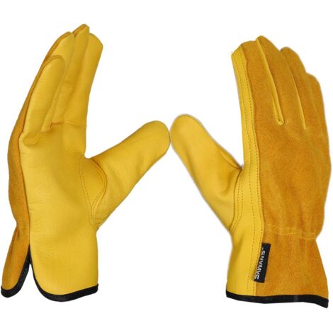 Gants de travail en cuir - Gants de jardinage résistants aux épines - Robuste - Pour homme et femme - Construction respirante et flexible(L) (1/5)
