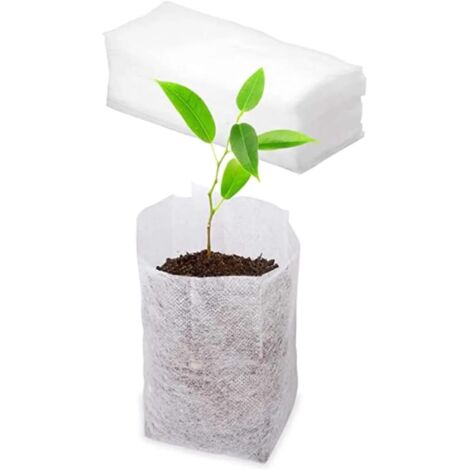 Sacs de pépinière de Plantes Non tissés 100 pièces, Sac Pot semis en Tissu Sac Culture Plantes pour l'approvisionnement jardin/18x16 cm (1/5)