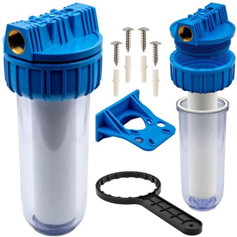 1" Water Filter - Replaceable Cartridge - 8 Bar - For Garden Pumps, Home & Industry - Complete Kit with Wrench and Holder - Filtration of Sediment and Impurities (1/5)