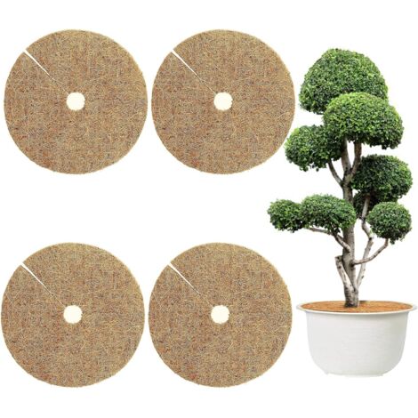 4 x 40 cm Coconut Mat, Protection Mat, Coconut Plant Mat, Mulching Disc for Potted Plants, Protect Roots of Potted Plants from Frost (1/5)