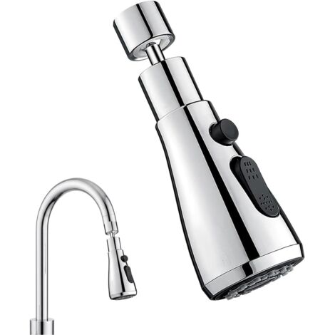 Douchette Évier Cuisine,360° Rotatif Embout Robinet Cuisine Aérateur 2 Modes Anti-Éclaboussures Adaptateur Robinet Universel Orientable Rallonge Robinet Cuisine Multifonctionnel (1/5)