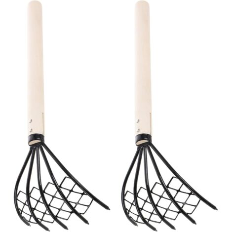 Râteau à Griffes 5 Dents Filet et Manche Long 15 Pouces pour Collecte de Palourdes et Huîtres en Mer et Jardin (1/5)