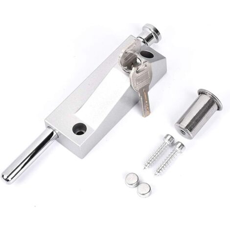 Universal Stainless Steel Door Lock (Matte Silver) Security Lock for Indoor and Outdoor Use, Fixings and Fixings (Screws and 2 Keys) for Bedroom, Shed, Garage (1/5)