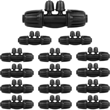 15 Pcs 1/2 Inch to 1/4 Inch Drip Irrigation Kit for 16mm Irrigation Pipe, Garden Hose Connector (4 Way) (1/5)