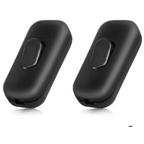Set of 2 Black Torpedo Light Switches, 6A 250V Bi-Pole Rocker Switches, Suitable for Small Appliances, Desk and Bedside Lamps