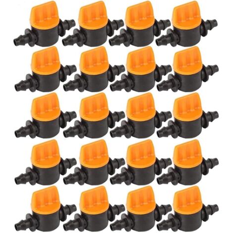 20 Pieces Irrigation Tube Valve, Irrigation Valve Drip 1/4 Inch Barbed Tube Stop Valve Irrigation Tube (1/5)